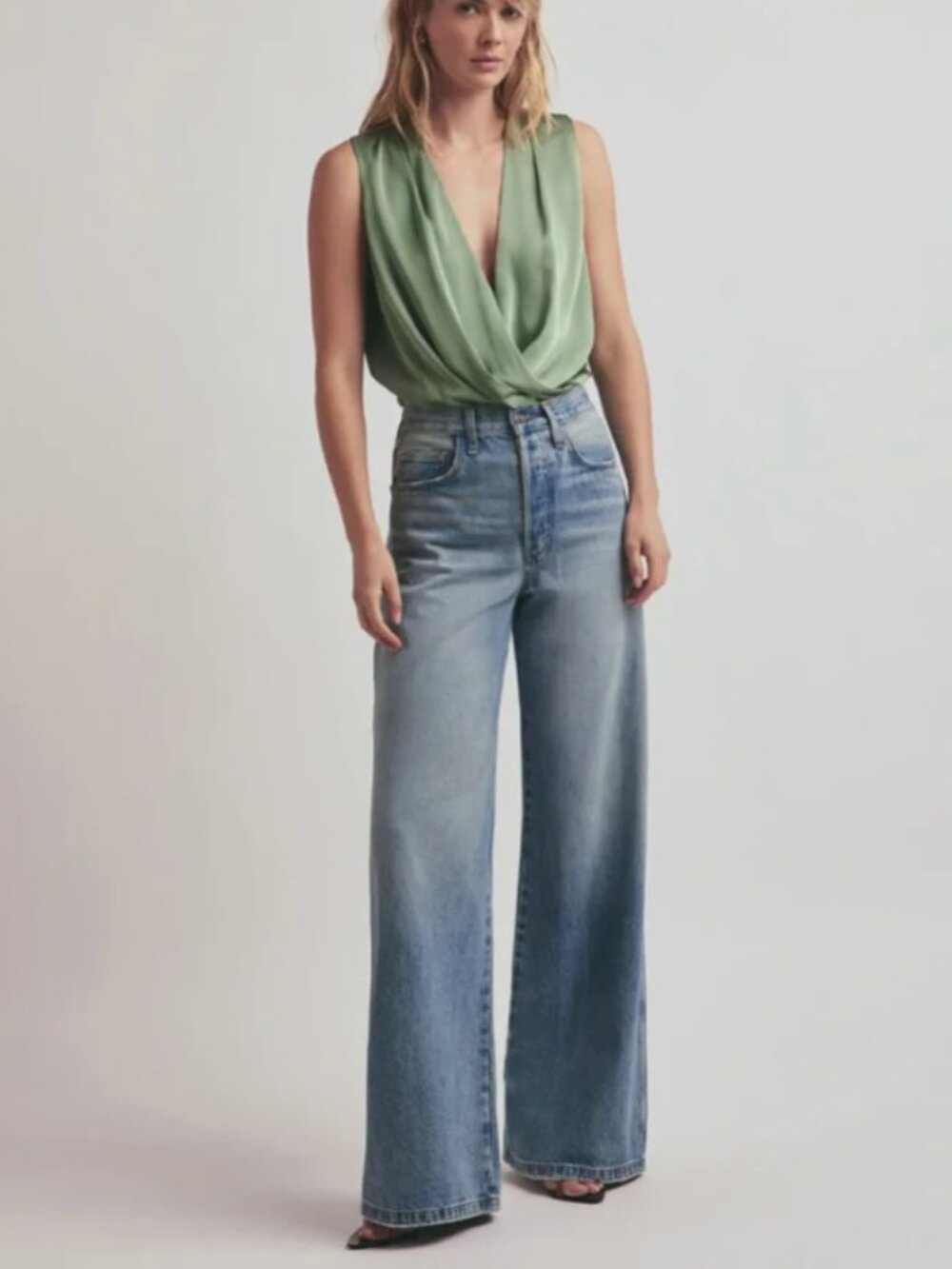 The Masha Super High Waist Wide Leg Jeans Color Los Feliz Women's Size 23
